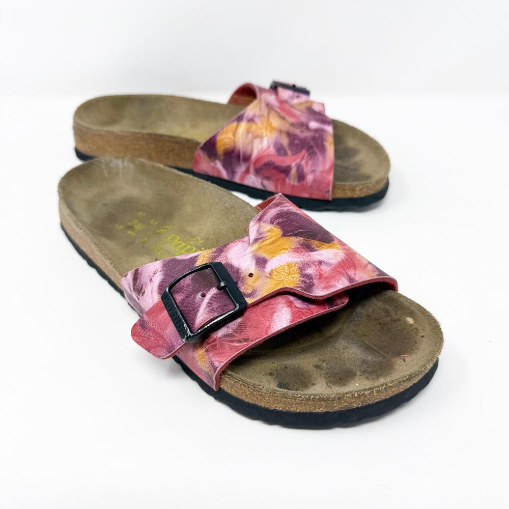 Papillio Pink/Purple Paisley Print Slide Sandals Women's EU Size 37/US 6-6.5